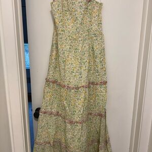 Floral Maxi Dress with Yellow and Green Accents